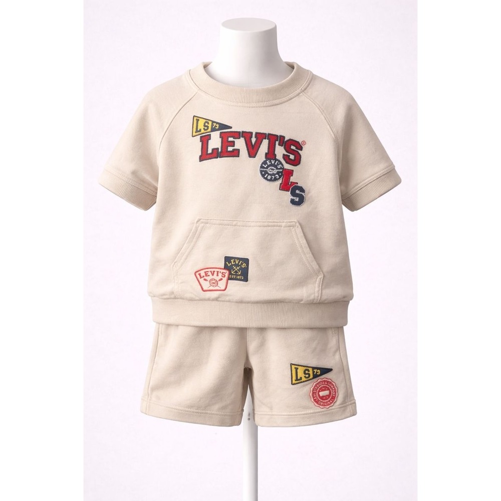 Levi's Boys Oatmeal 3T‎ 2 Piece Set Sweatshirt Shorts NWT